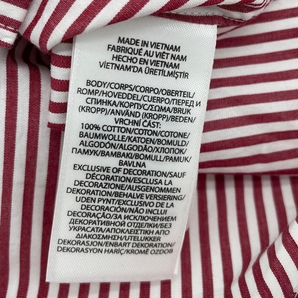 NWT Ralph Lauren Cotton Red Striped Button Down Shirt 6 Months Natural Stretch - Picture 10 of 10